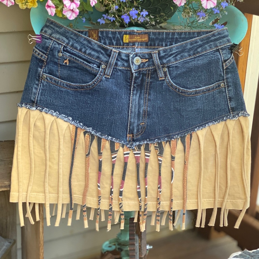 Cute BOHO Upscaled Jean Skirt
